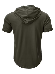 Camiseta de Manga Corta con Capucha para Hombre, Poliéster/Algodón, Transpirable, Ecológica, Corte Regular, Diseño Casual - Product Image 2