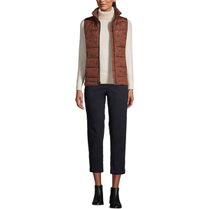 Chaleco Acolchado con Estampado de Leopardo para Mujer, Cuello Alto, Cierre de Cremallera, Resistente al Viento, Ropa Exterior Informal, Material de Poliéster - Product Image 6