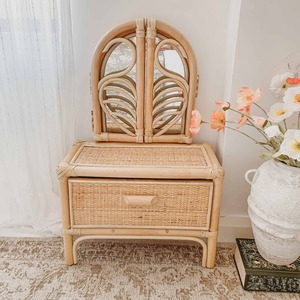 Top quality rattan <b>small</b> <b>corner</b> makeup vanity <b>table</b> for baby girls best selling natural kids <b>dressing</b> <b>tables</b> - Product Image 4