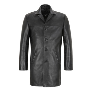 Manteau long en cuir de vachette véritable pour homme, col rabattu, simple boutonnage, veste d'hiver formelle, fourre-tout, fourniture OEM ODM - Product Image 1