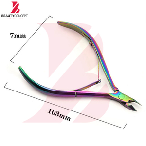 Coupe-cuticules en acier inoxydable tendance, revêtement couleur arc-en-ciel, bord tranchant, résistant à la rouille, poignée ergonomique pour professionnels - Product Image 6