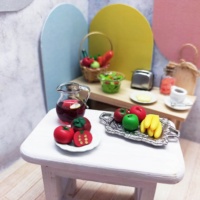Maison de poupée miniature 1:12 Temps du petit-déjeuner - Accessoires en résine et argile DIY multicolores pour les 14 ans et plus