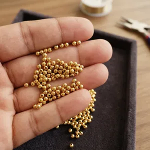 Cuentas de Latón Pulido Dorado de 5 mm, Cuentas Redondas de Latón para Hacer Joyas, Cuentas Metálicas en Tono Dorado para Venta al por Mayor - Product Image 5