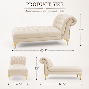 Luxury Modern Tufted Genuine Leather Chaise Lounge Chair with Turned Legs for Living Room Home Furniture - Product Image 2