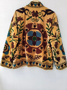 Veste bomber en velours de coton 100% faite à la main, réversible, vintage, bohème, courte, hiver, motif floral brodé, cadeau pour elle - Product Image 4