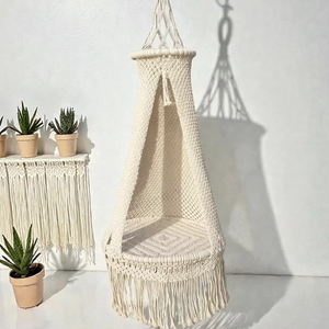 Fauteuil suspendu en macramé fait main |   Fauteuil suspendu bohème |   Siège de hamac en corde de coton |   Décoration de plage et de jardin |   Chaise de relaxation intérieure et extérieure - Product Image 1