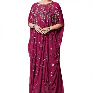 BA3002 <b>Eid</b> Elegant Beaded Nigeria Abaya Women Muslim Wedding <b>Dress</b> 2024 Saudi Black Polyester Floor Length <b>Long</b> Sleeve Handmade - Product Image 1