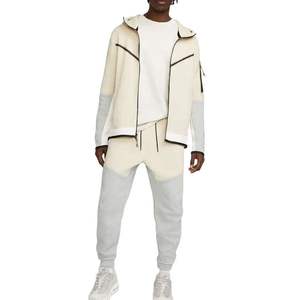 Ensemble de survêtement pour homme avec veste zippée intégrale, en molleton de coton uni de qualité supérieure, respirant, multi-poches, fermeture éclair, streetwear décontracté d'hiver, vente en gros - Product Image 1