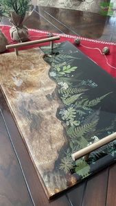 <b>Round</b> Ocean Resin Wooden Serving <b>Tray</b> Luxe Epoxy Resin & Wood <b>Round</b> <b>Tray</b> Handmade River Resin Wooden <b>Tray</b> - Product Image 3