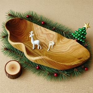 Elegante Bandeja de Madera Maciza de Estilo Vintage, 1 Pieza, para Frutas, Bocadillos y Llaves, Bandeja Decorativa para Cocina y Comedor - Product Image 5