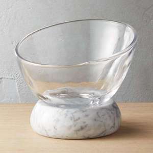 Modern Glass Serving Bowl with <b>Marble</b> Base Luxury Decorative Fruit Salad Bowl for <b>Dining</b> <b>Table</b> Decor - Product Image 5