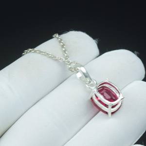 Collier Minimaliste Bohème en Argent Sterling 925 avec Pendentif Coussin Rubis Rouge, Bijou en Pierre Précieuse Vintage - Product Image 2