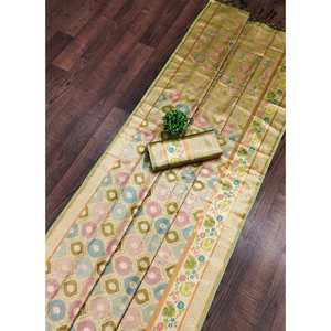 DISEÑADOR RANGKAT SILK JAQCUARD JARI e HILO TRABAJO SAREE CON BLUSA DESCOSADA VERDE - Product Image 1