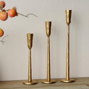 Ensemble de 3 chandeliers en fer doré, chandeliers en fer forgé lourd, support décoratif pour bougies, chandelier vintage - Product Image 5