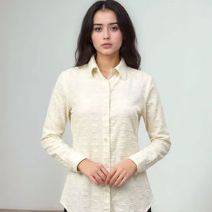 Camisetas de Mujer de Alta Calidad, Cuello Redondo, Manga Larga, Color Blanco, Tejido de Algodón Peinado, Estilo Casual - Product Image 1