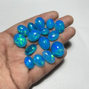 Premium Hasnain Gems Ethiopian Natural Opal Pryba Color Blue Oval Cut Cabochon Multi Fire Flash Loose Gemstone October - Product Image 4