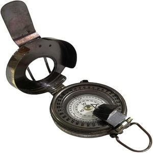 Boussole antique en laiton, finition polie, britannique, 2,5 pouces, de la Seconde Guerre mondiale, nautique, maritime, prismatique, article cadeau vintage, noir - Product Image 1
