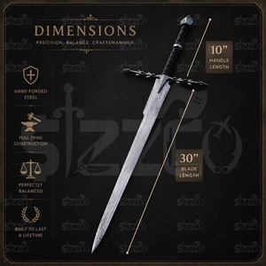 Espada Medieval de Fantasía Hecha a Mano, Réplica de Espada de Dos Manos con Hoja de Acero al Carbono, para Cosplay, Exhibición o Regalo para Él - Product Image 5