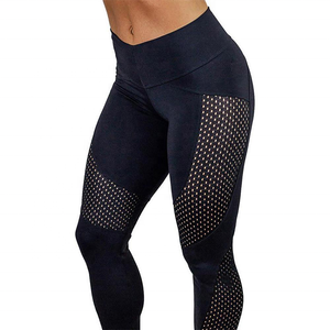 Leggings de sport thermiques pour femmes, taille haute, en Spandex/Nylon, imprimés par transfert thermique, avec inserts en maille, sans couture, pour le yoga, vente en gros - Product Image 3