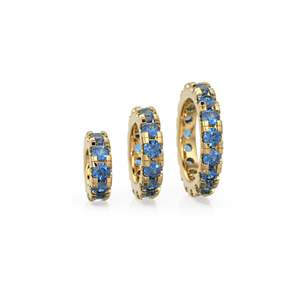 Breloque ronde en or 14 carats avec saphir bleu, Breloque roue de saphir, Support de breloque rond, Connecteur de bande éternité en saphir rond - Product Image 1