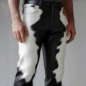 Ultra Premium Luxury Genuine Cow Hair Leather <b>Jacket</b> Women Western Biker Style Brown And White Cowhide Fur Coat Cropped Slim - Product Image 1