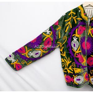Blazer en velours respirant brodé à motif floral, col mandarin, manches longues, veste de sport pour femme, mode automne, fait main - Product Image 5
