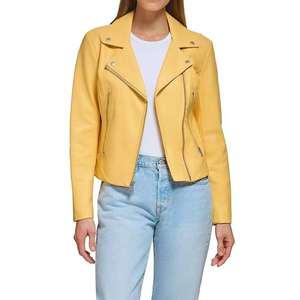 Women's Original Leather <b>Jacket</b> (3 Colors) Biker <b>Jacket</b> Zip Pockets Vintage Regular Length <b>Waterproof</b> Lightweight Coat for - Product Image 5