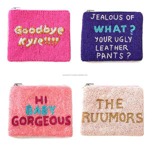 Monedero Compacto Unisex con Cuentas Bordadas, Monedero con Cremallera Hecho a Mano, Monedero Personalizado con Texto Divertido, Regalo de Moda de Diseñador, Venta al por Mayor - Product Image 4