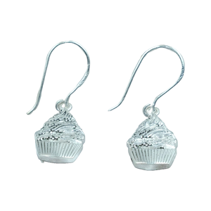 Pendientes Colgantes con Forma de Cupcake, Plata de Ley 925, Pendientes con Temática de Comida, Joyería de Postre Hecha a Mano, Regalo para Mujeres y Niñas, para Fiestas - Product Image 1