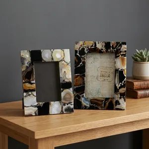 Handmade Marble Agate Quartz Photo <b>Frame</b> Rectangular Tabletop Display Luxury Home Office Decorative Gift Picture Holder - Product Image 6