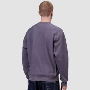 Sweat-shirt à col rond gris uni pour homme, coupe régulière, sweat-shirt en molleton surdimensionné à col rond, manches longues - Product Image 6