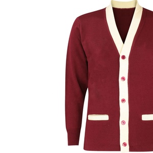 University Custom <b>Men</b> <b>Knitted</b> <b>Cardigan</b> Sweater Maroon Cream Varsity Striped Sleeve Retro College Style Sweater College sweater - Product Image 4