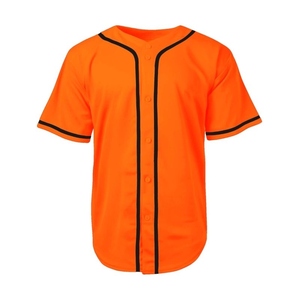 Maillot de baseball orange pour homme, manches courtes, boutons sur le devant, couleur unie, polyester respirant, coupe classique, vêtements pour toutes les saisons - Product Image 1