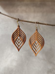 Pendientes de aro gruesos de madera natural, con cierre de barra de cuerno, tallados a mano, para perforación de oreja, estilo tribal punk, accesorios de joyería - Product Image 5