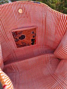 Sac fourre-tout en velours orange rouille à motifs floraux, sac à bandoulière matelassé fait main style bohème, sac de marché réutilisable - Product Image 4