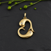Collier en or jaune 14 carats avec pendentif zodiaque Poissons et diamant taille brillant rond, style romantique, bijoux fins unisexes, vente en gros OEM ODM