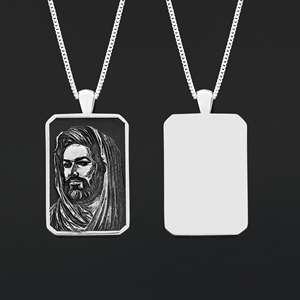 Colgante islámico BOJ 02 Hazmat Ali y colgante islámico rectangular de plata musulmana hecho a mano en plata de ley 925. Oferta a bajo precio. - Product Image 5