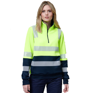 Sweat-shirt à capuche haute visibilité, 1/2 zip, bande réfléchissante segmentée, veste de sécurité en polaire, vêtements de travail, manches longues - Product Image 5