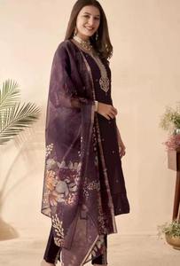 High Margin Ethnic Clothing For Boutiques And Online Designer Reyon Slub <b>Sequin</b> Embroidered Kurta Set For Wholesale Buyers - Product Image 2
