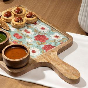 Bandeja de Cocina Rústica de Madera con Tres Mini Tazas de Madera para Servir Frutos Secos, Nueces, Dulces y Chutneys - Product Image 5