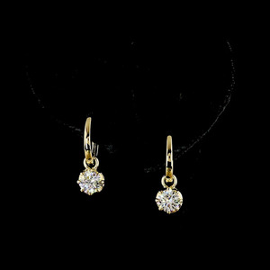 Pendientes de Aro con Diamante Cultivado en Laboratorio, Corte Solitario, Oro 10K 14K 18K, Plata 925 935, Baño de Rodio, Regalo de Boda o Compromiso - Product Image 1