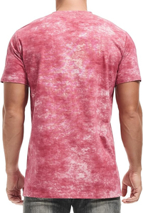 Wholesale Premium Quality Men's <b>Tie</b>-Dye Short Sleeve T-Shirt O-Neck Casual <b>Knitted</b> Regular Fit Patterned Red White 2026 - Product Image 2