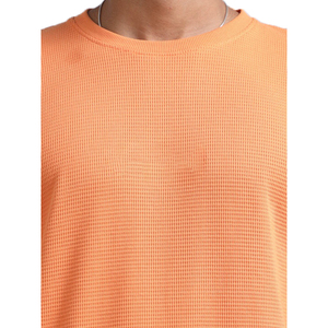 <b>Men's</b> <b>Orange</b> Crew Neck <b>Sweatshirt</b> and Shorts Set Solid Color Knitted Breathable Casual Summer Outfit - Product Image 6