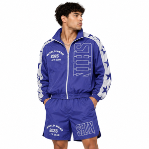 Ensemble de survêtement d'été léger en nylon avec broderie personnalisée de haute qualité, patchwork, coupe-vent et sweat à capuche - Product Image 2