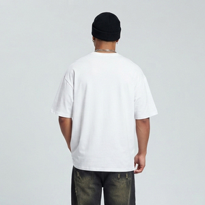 Camiseta Oversize de Algodón Pesado con Pedrería para Hombre, Manga Corta, Estilo Urbano, Hombro Caído - Product Image 2