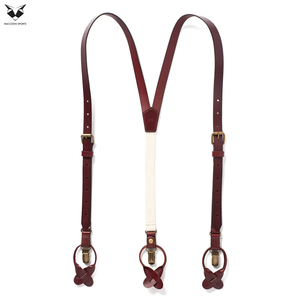 Premium Y-<b>Back</b> Suspenders For Men Adjustable Handcrafted Maroon <b>Braces</b> With Heavy Duty Metal Clips Brown Leather Suspenders - Product Image 3