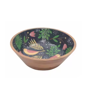 Handmade Elegant <b>Mango</b> <b>Wood</b> Enamel Printed <b>Bowl</b> Disposable Printed Iftar <b>Bowl</b> - Product Image 1
