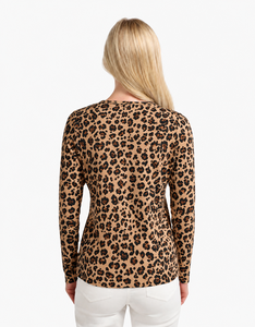 Camiseta de Manga Larga para Mujer, Diseño de Leopardo Color Bronceado, Estilo Casual Premium, Ropa de Marca Privada con Diseño Personalizado, Venta al Por Mayor - Product Image 2