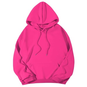 <b>Pink</b> Oversized Hooded Sweatshirt Men's Casual Solid Color French Terry Pocket Design Regular Sleeve Knitted 2027 - Product Image 3