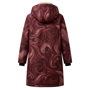 Abrigo Largo con Capucha y Patrón en Espiral, Forrado de Felpa, Impermeable, para Uso en Exteriores - Product Image 2